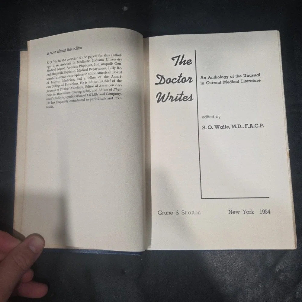 The Doctor Writes S.O. Waife 1954 Medical Anthology Hardcover Grune & Stratton